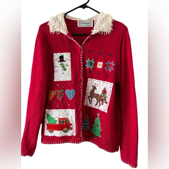 Vintage Christmas sweater cardigan - Picture 1 of 5
